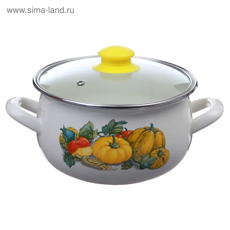 Кастрюля эмалированная 2,1 л "Тыква", крышка