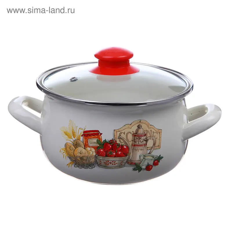 Кастрюля эмалированная 4 л "Лакомка", крышка