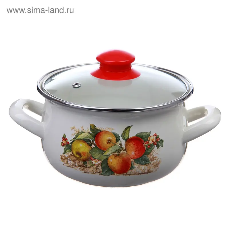 Кастрюля эмалированная 5,1 л "Яблоко", крышка