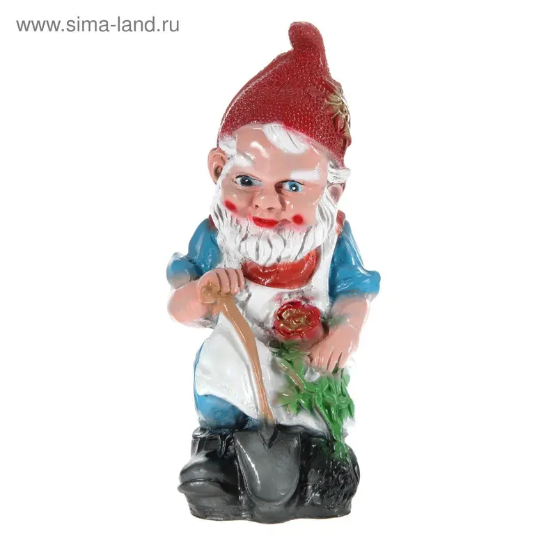 Садовая фигура "Гном с розой" малая