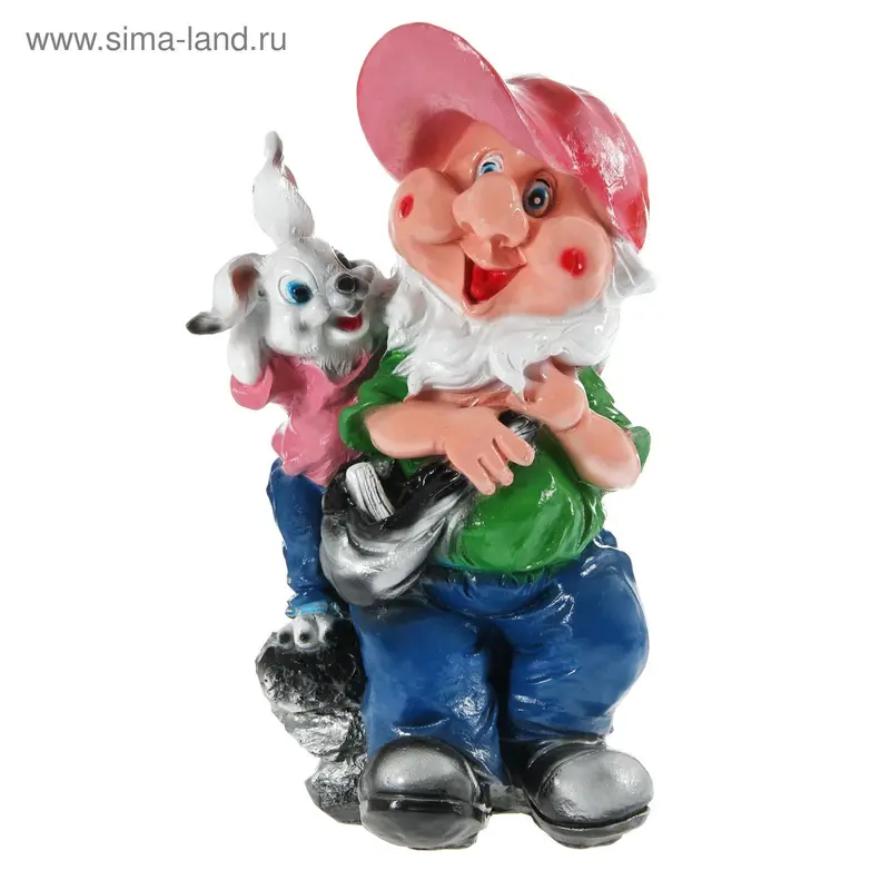 Садовая фигура "Гном писатель с зайцем"