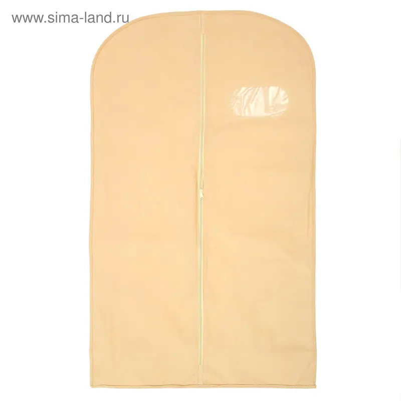 Чехол для одежды с окном, 60×140 см, спанбонд, бежевый
