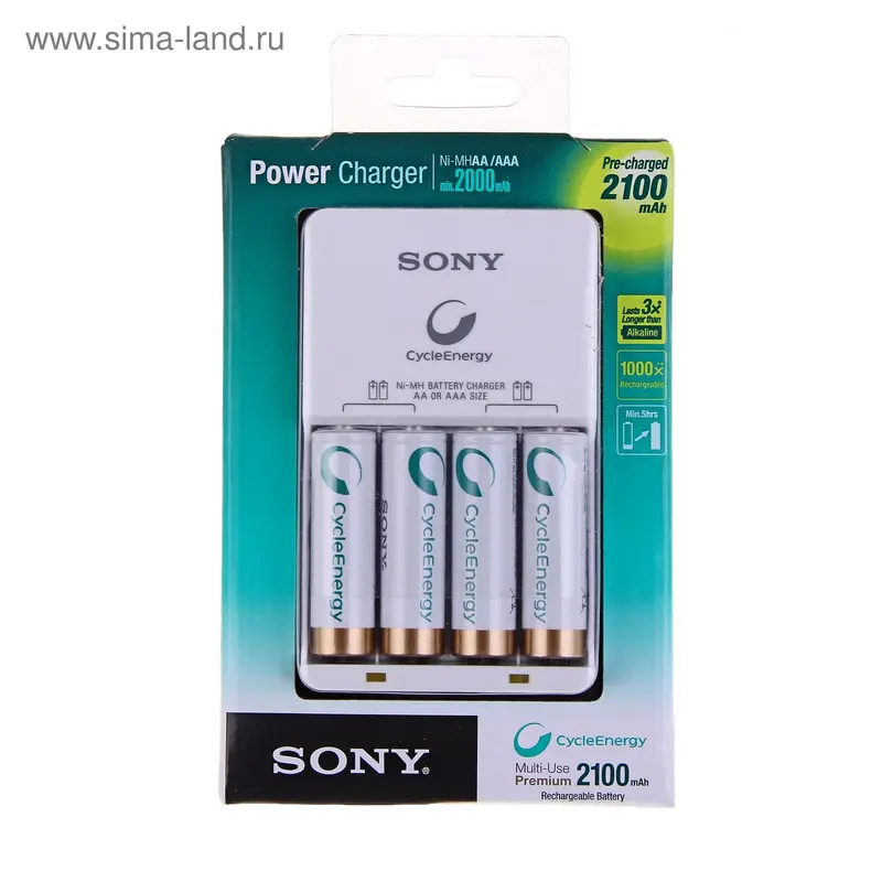 Зарядное устройство Sony универсальное + 4 аккумулятора AA 2100mah Compact Charger