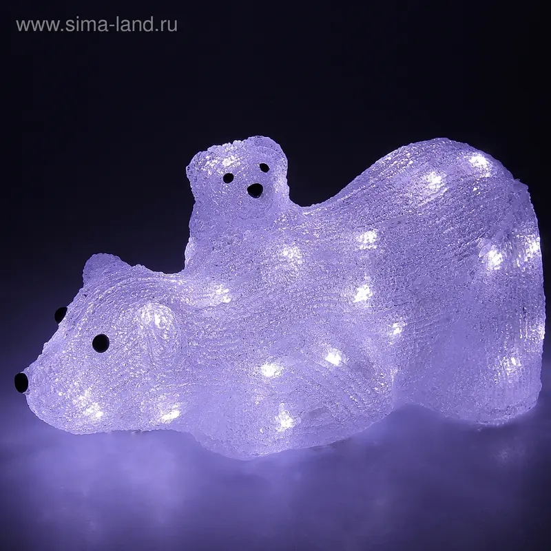Фигура акрил. "Медведица с медвежонком" 36х17х16 см, 40 LED, 220V, БЕЛЫЙ