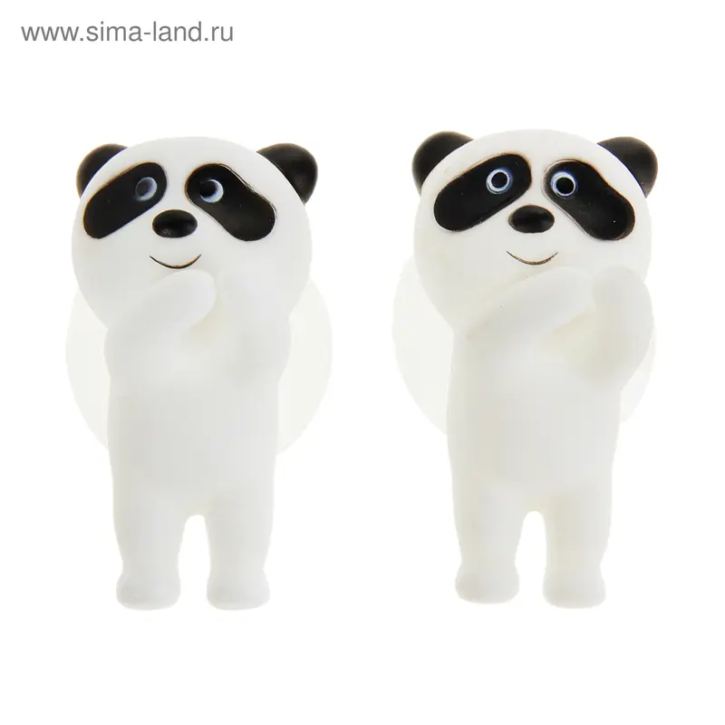 Набор держателей для зубных щёток «Панды», на присосках, 2 шт