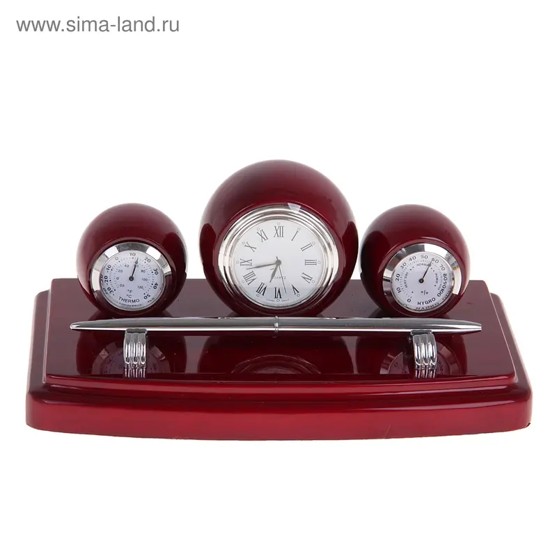 Набор настольный 4в1 (часы,термометр,барометр, ручка) 12х19,5см