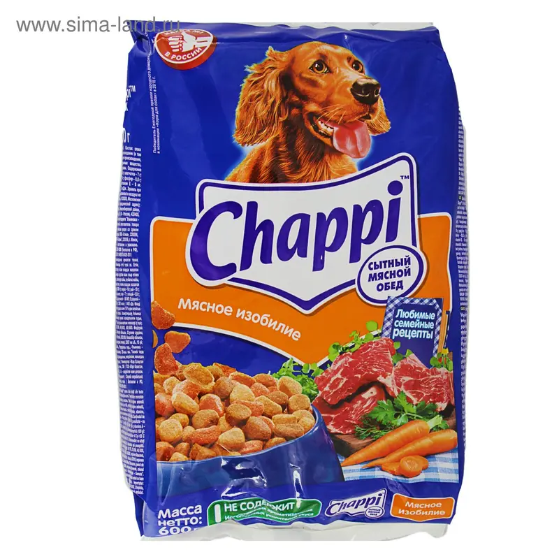 Сухой корм Chappi "Мясное изобилие" для собак, 600 г