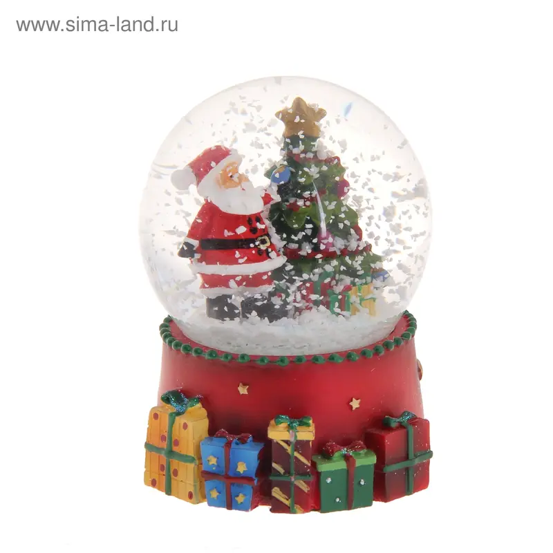 Сувенир шар водяной "Дед Мороз с подарками" 9x6,5 см