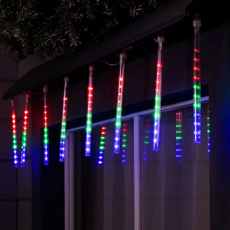 Гирлянда «Сосульки» 2.4×0.2 м, IP44, прозрачная нить, 96 LED, свечение мульти с эффектом стекания, 12 В