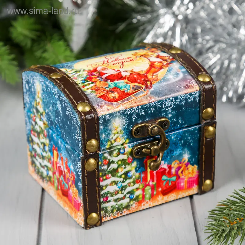 Шкатулка "С Новым годом", 10 х 9 х 9 см