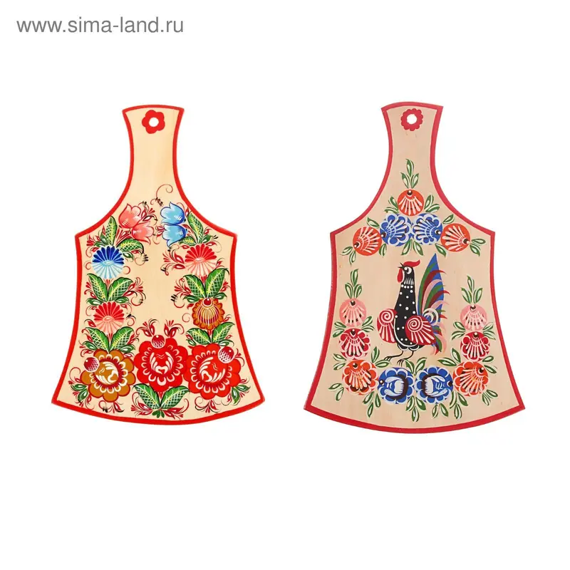 Доска разделочная, городецкая роспись, микс