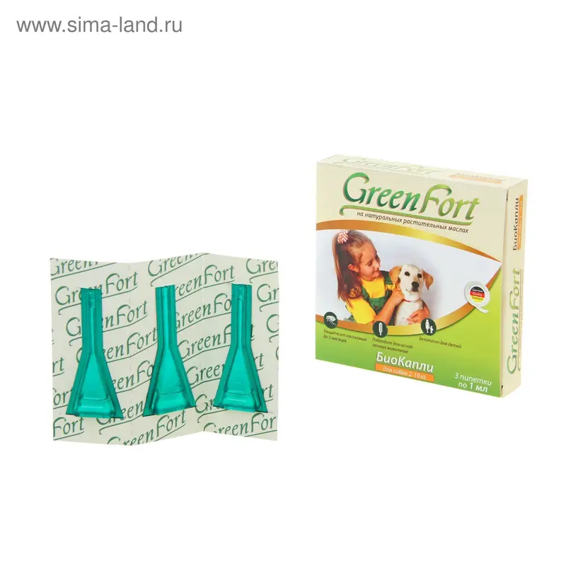 GreenFort Био Капли от блох для мелких собак 3 х 1 мл