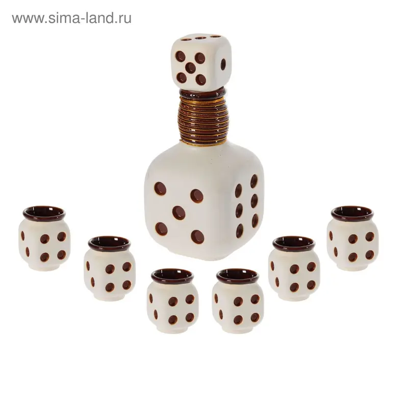 Штоф с рюмками "Кубик" шамот, 7 предметов, 0,6 л