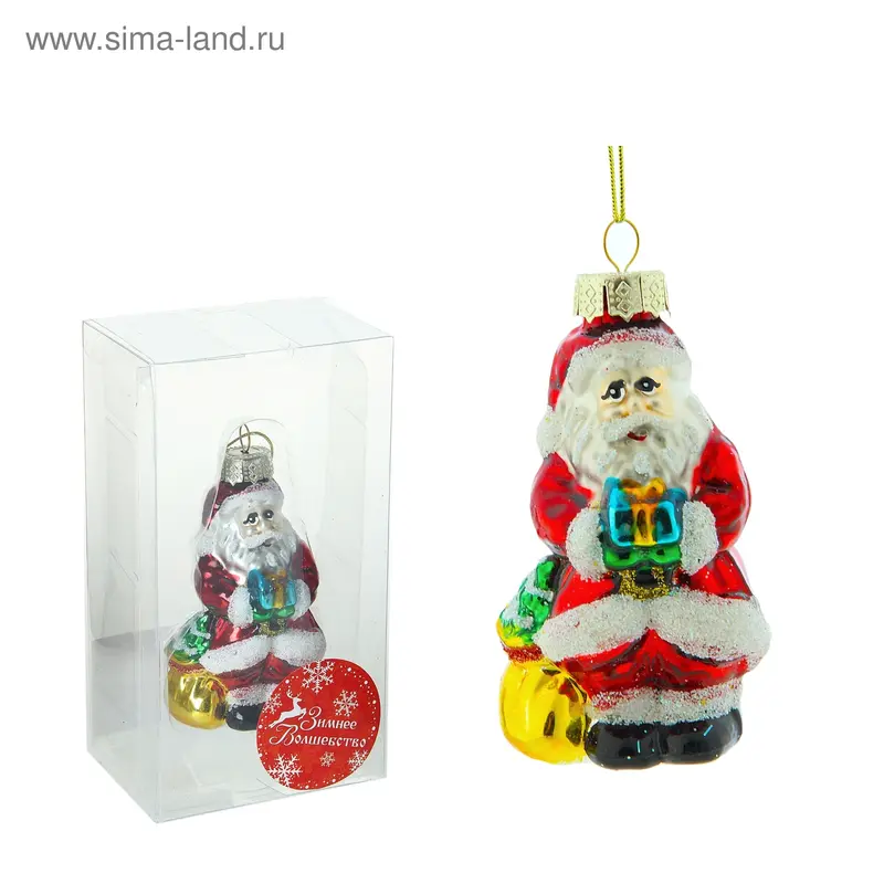 фигурка стекло дед мороз с подарками 8,9*5,2*3,4 см