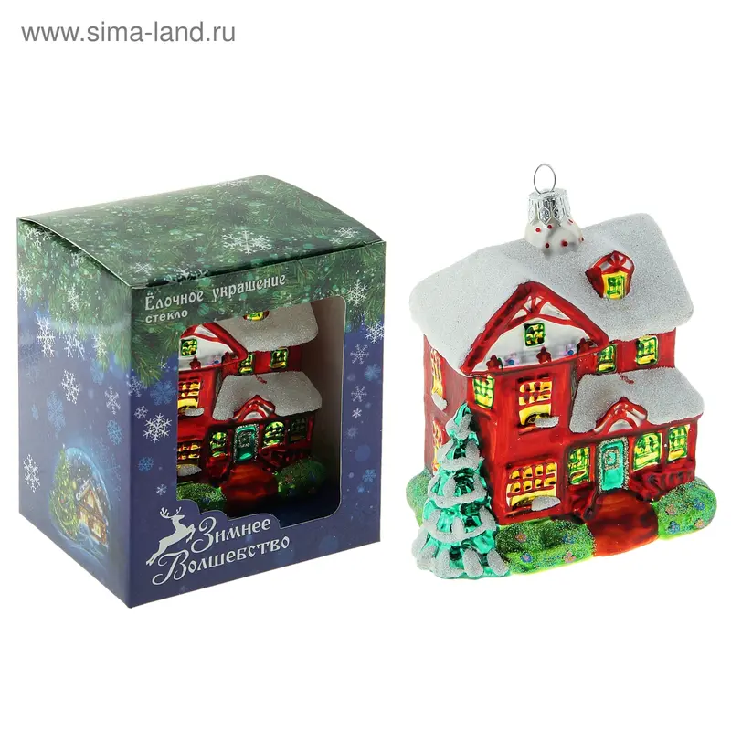 фигурка стекло 9*9 см дом новогодний