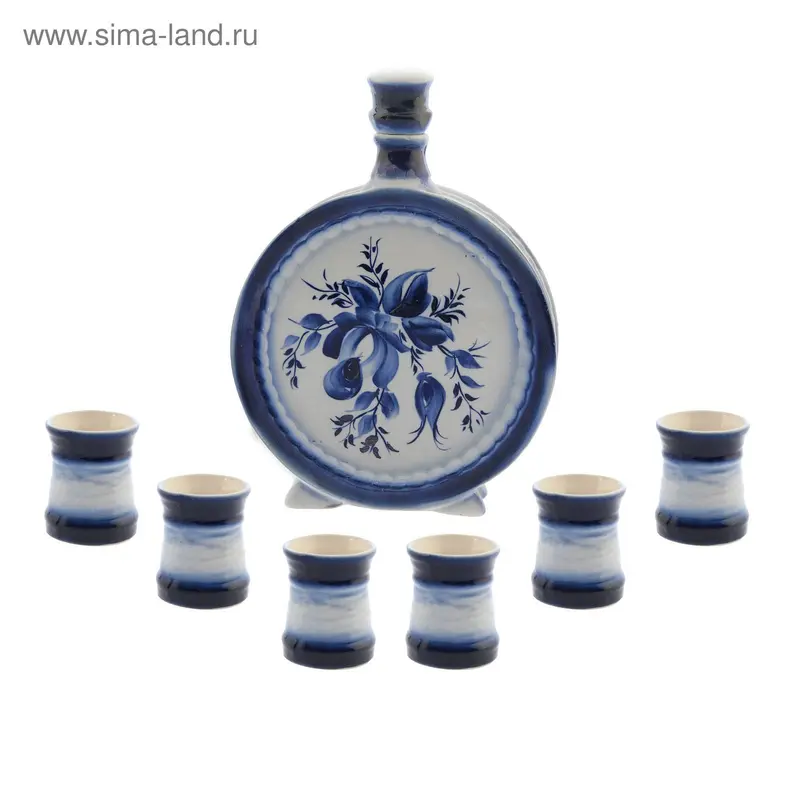 Штоф с рюмками "Мульт" роспись, 7 предметов, 0,8 л/ 0,1 л