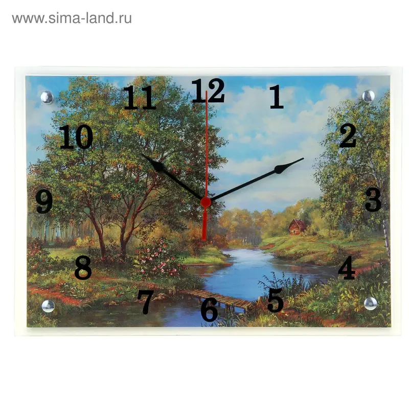 Часы настенные, серия: Природа, "Мост через речку", 25х35 см