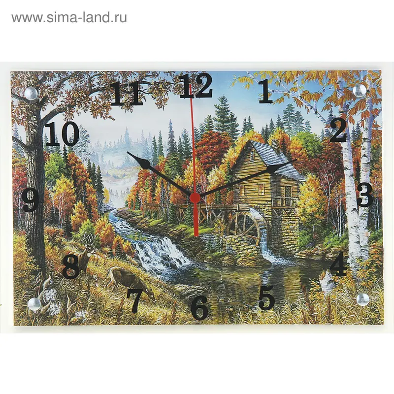 Часы настенные прямоугольные "Мельница", 25х35 см
