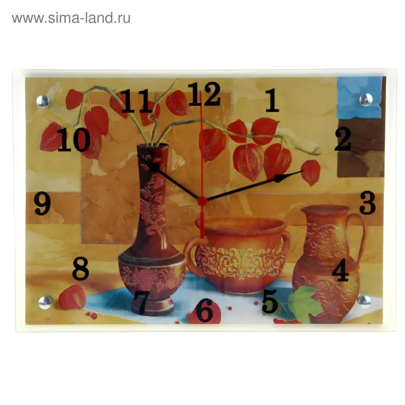 Часы настенные прямоугольные "Три вазы", 25х35 см