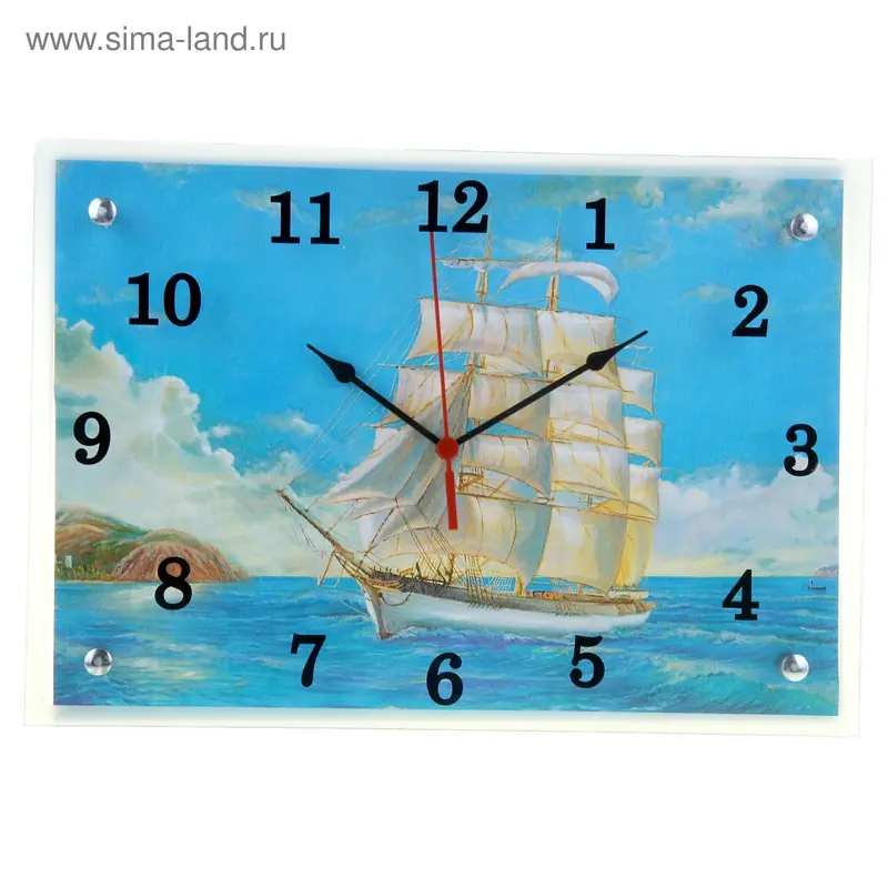 Часы настенные прямоугольные "Корабль в море", 25х35 см