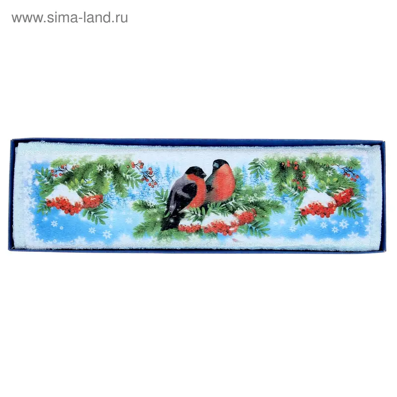 Полотенце "Collorista" Снегири, 30 х 70 см, хлопок 450гр/м2