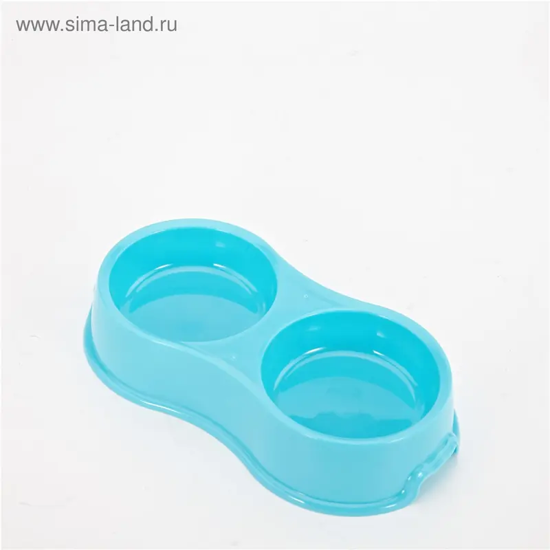 Миска двойная, 2 х 160 мл, 22*12*4 см, микс цветов