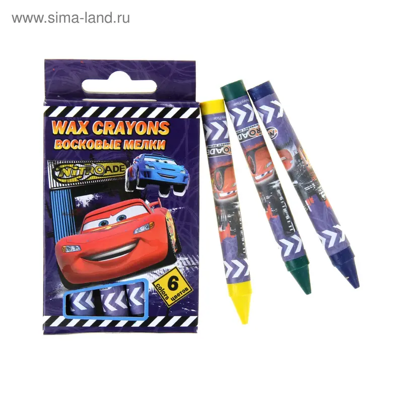 Мелки восковые 6 цветов Disney Cars CRCB-US1-2006B