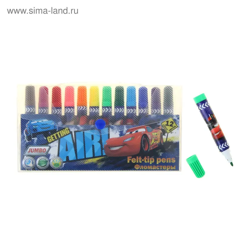 Фломастеры 12 цветов Cars JUMBO