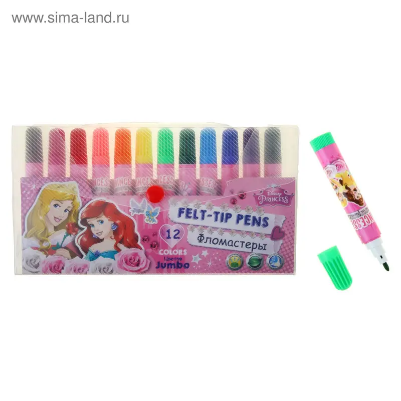 Фломастеры 12 цветов "Принцессы" JUMBO