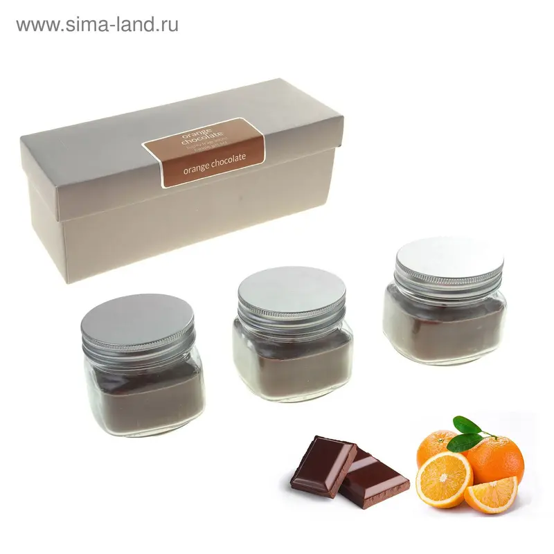 Свеча SILVER "Мэйсон" в банке (набор 3 шт) orange chocolate 3х112 мл