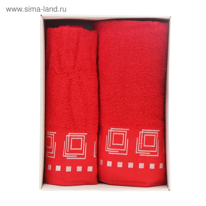 Набор полотенец КВАДРАТ 50*90 см, 70*140 см красный