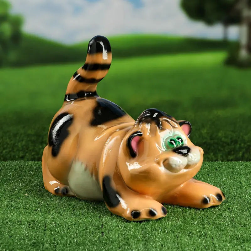 Садовая фигура "Кот Афоня", глянец, бежевый, 28 см