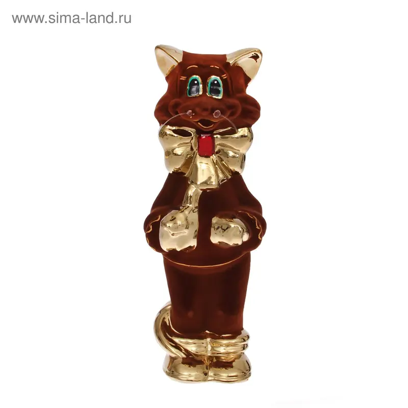 Копилка "Кот Леопольд" флок, булат, коричневая