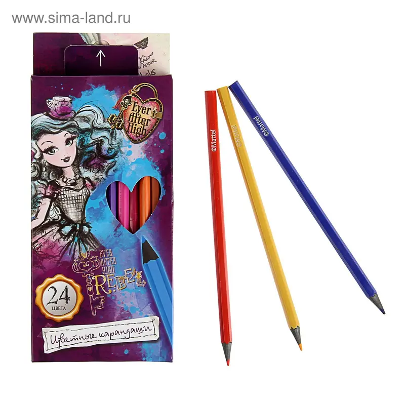Карандаши 24 цвета Ever After High, пластиковый корпус