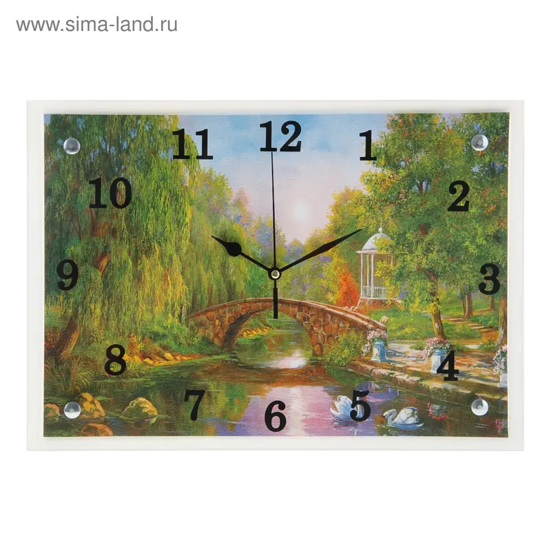 Часы настенные, серия: Природа, "Мост через реку", 25х35 см