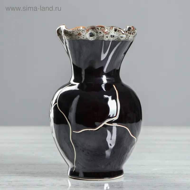 Ваза настольная "Волна", паутинка, 18 см, керамика