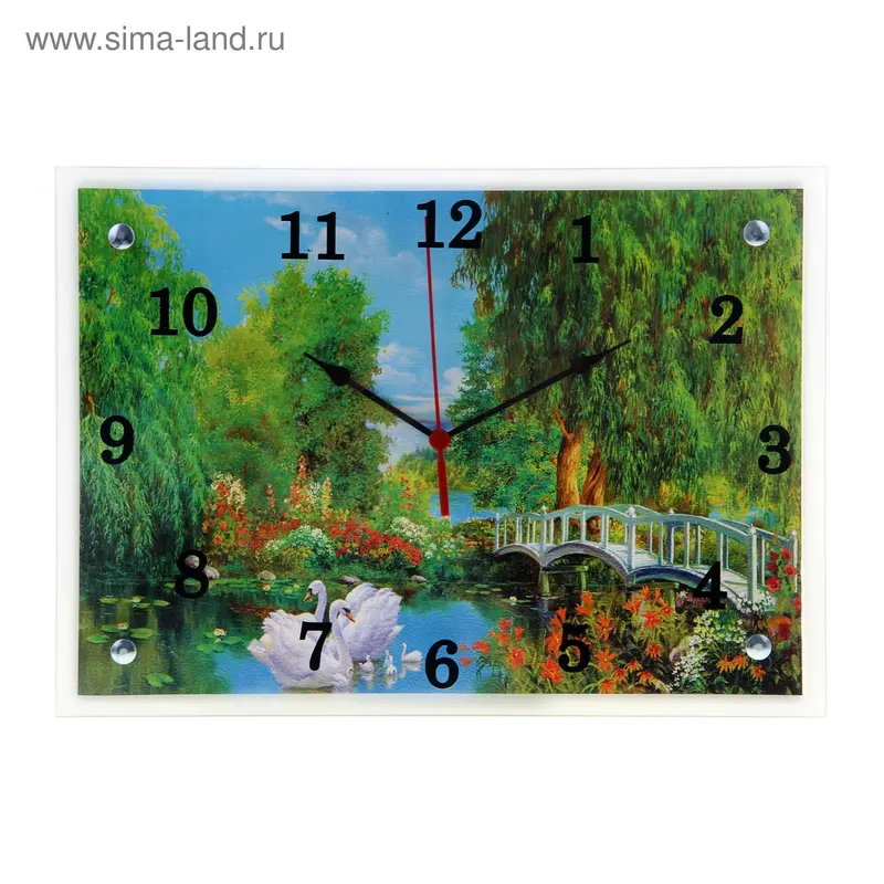 Часы настенные прямоугольные "Лебеди", 25х35 см