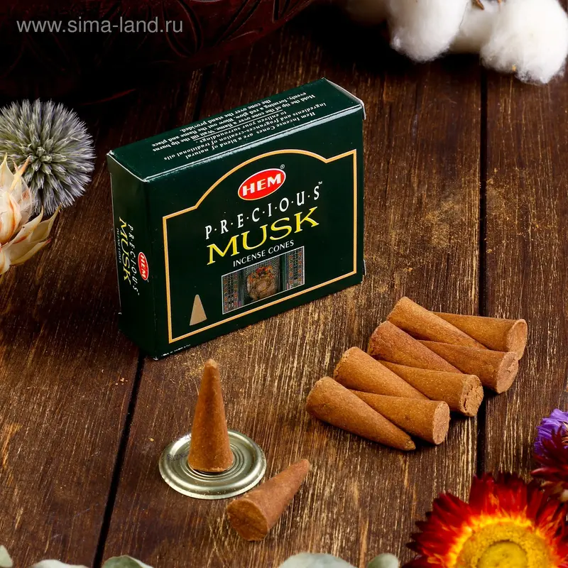 Благовония HEM "Precious Musk. Драгоценный мускус", 10 конусов в упаковке