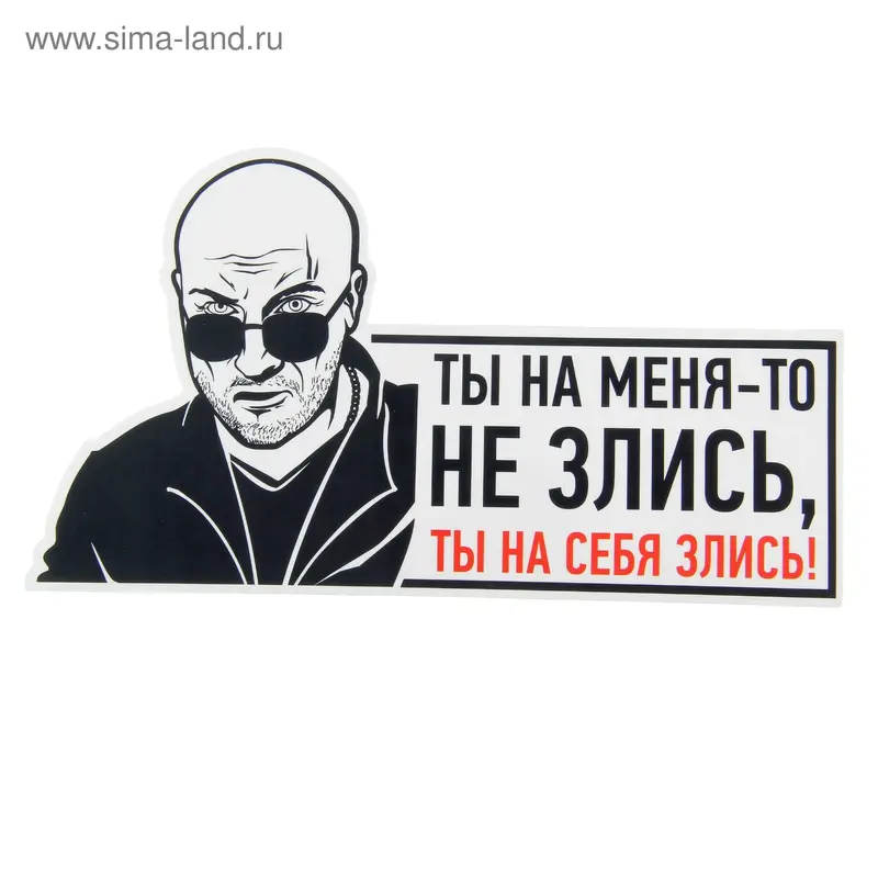 Наклейка на авто "Ты на меня-то не злись..."