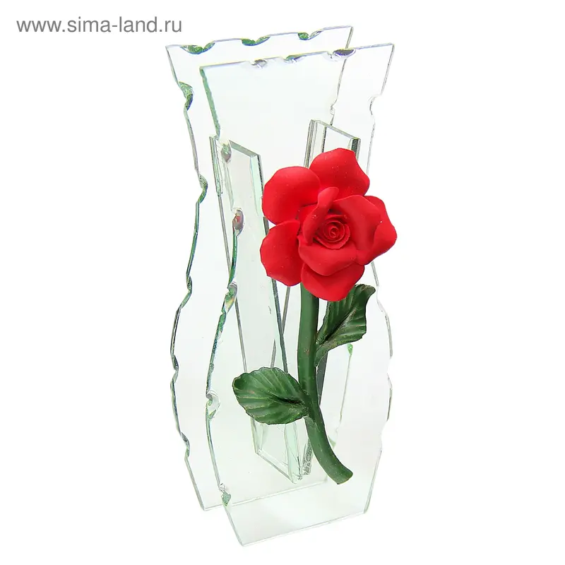 ваза стекло Калипсо лепнина 20*9 см роза