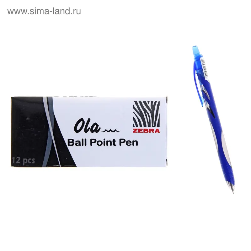 Ручка шариковая автомат Zebra OLA 1мм синий