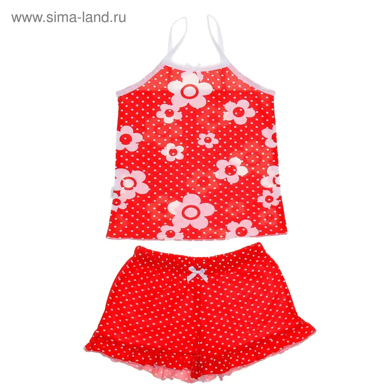 Пижама для девочки (майка + шорты), рост 110, цвет красный