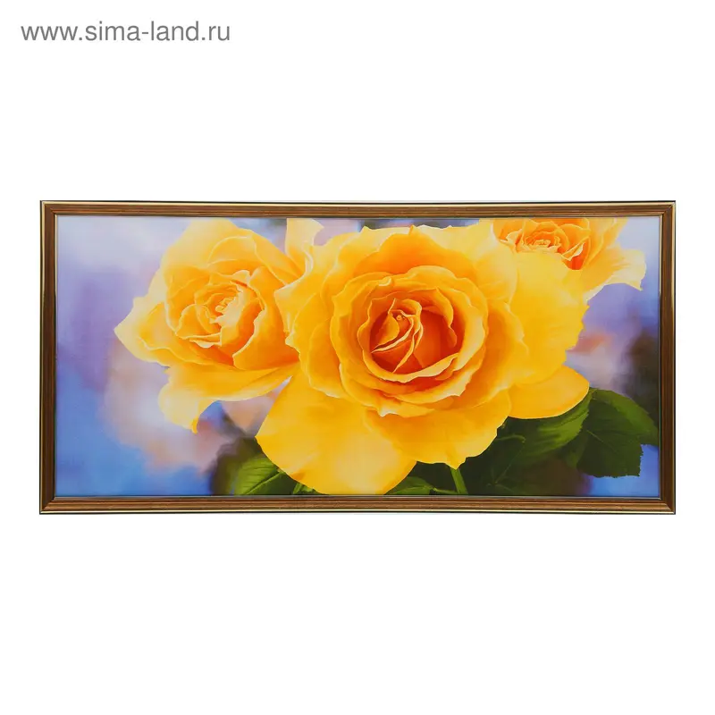 Картина в раме "Три жёлтые розы" 36*73 см