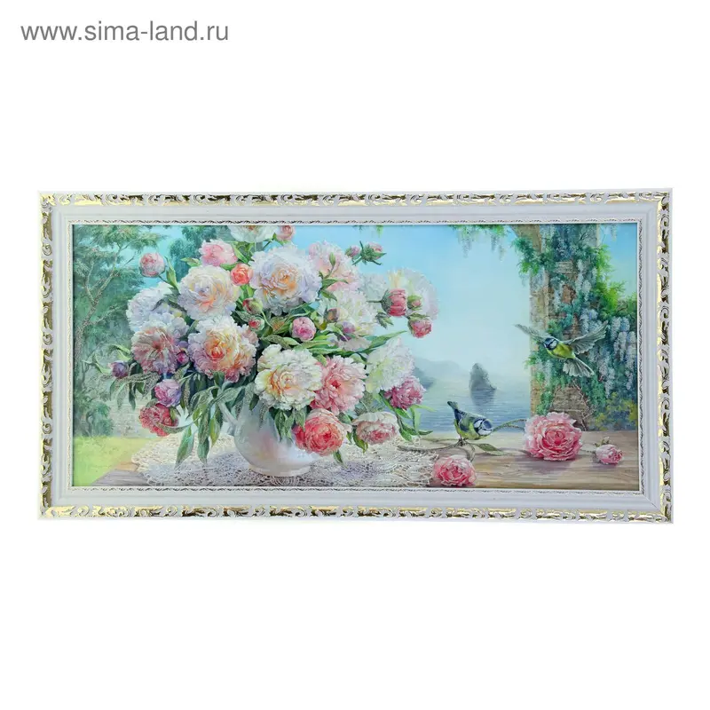Фоторепродукция Багет Пионы 40х77 см рамка Бгу