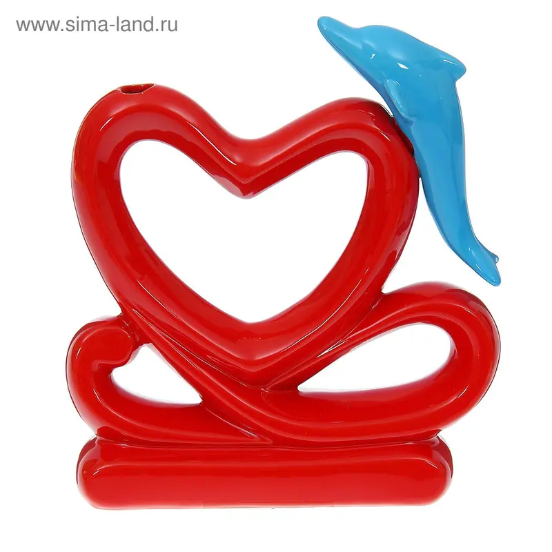 ваза керамика абстракция красн/голубая 31,5*26 см дельфин