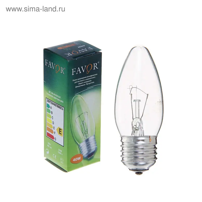 Лампа накаливания Favor ДС, Е27, 40 Вт, 230 В