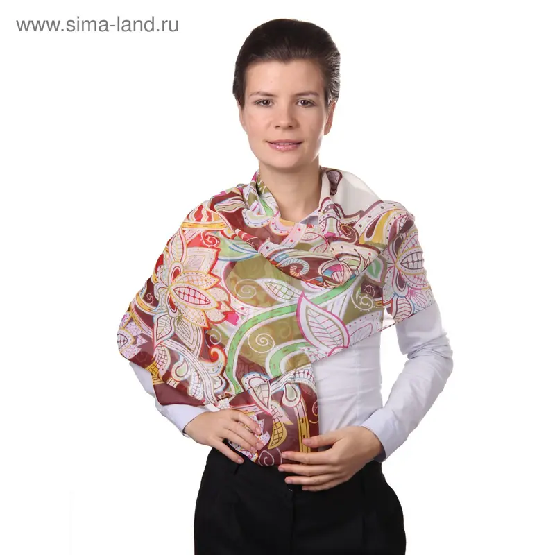 Шарф шифоновый Bona Ventura с рисунком SH-PLP 150*50см рис.1