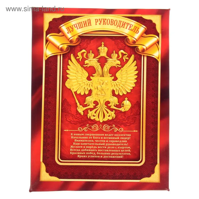 Диплом "Лучший руководитель", 14,3 х 19 см