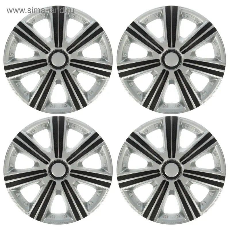 Колпаки колесные R15 DTM Super Silver, набор 4 шт