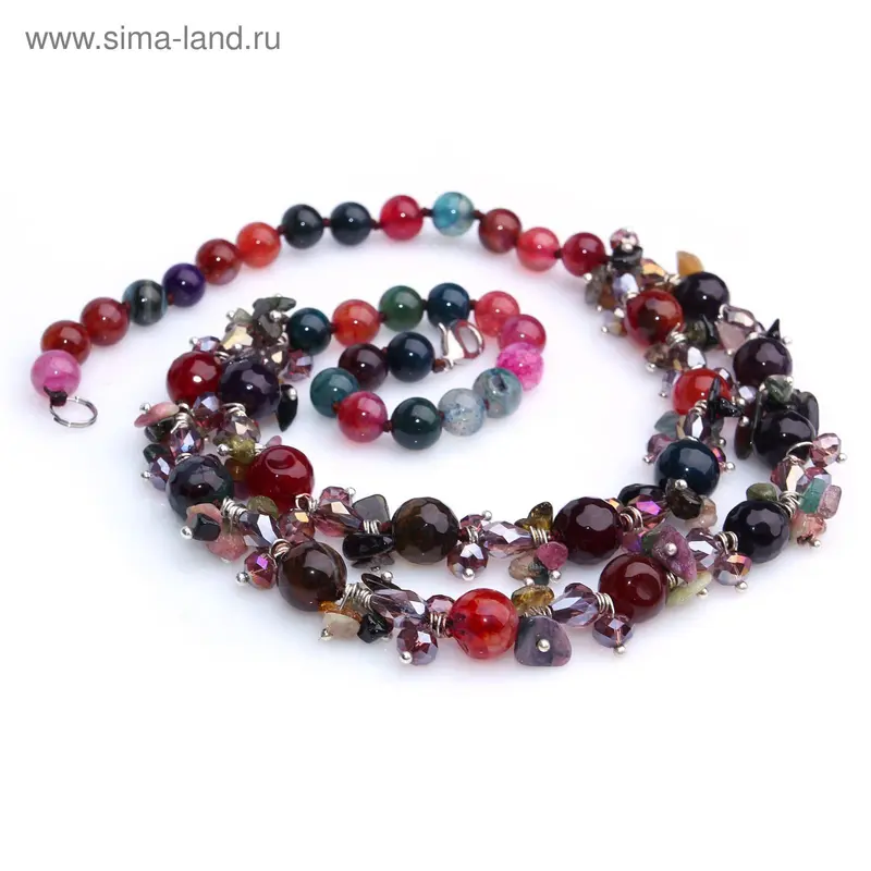 Бусы 2 яруса «Яшма зелёная»